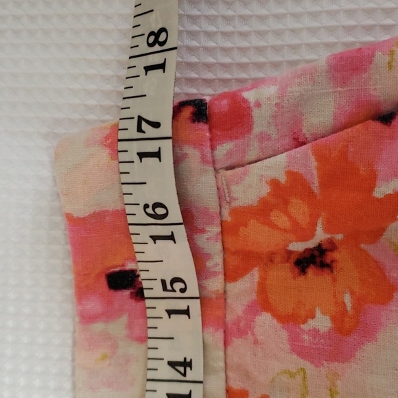 Loft, Ann Taylor. Colorful Pink/Orange Poppies Linen Look Material. Size 8 NWOT - Picture 3 of 16